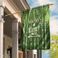 Personalised Fiji Language Week Sugarcane Masi Garden Flag Green Tapa Tribal Pattern