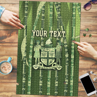 Personalised Fiji Language Week Sugarcane Masi Puzzle Green Tapa Tribal Pattern