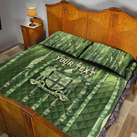 Personalised Fiji Language Week Sugarcane Masi Quilt Bed Set Green Tapa Tribal Pattern