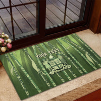 Personalised Fiji Language Week Sugarcane Masi Rubber Doormat Green Tapa Tribal Pattern