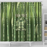 Personalised Fiji Language Week Sugarcane Masi Shower Curtain Green Tapa Tribal Pattern
