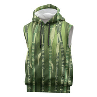 Personalised Fiji Language Week Sugarcane Masi Sleeveless Hoodie Green Tapa Tribal Pattern