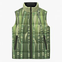 Personalised Fiji Language Week Sugarcane Masi Sleeveless Puffer Jacket Green Tapa Tribal Pattern