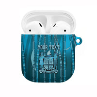 Personalised Fiji Language Week Sugarcane Masi AirPods Case Blue Tapa Tribal Pattern