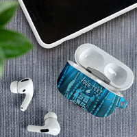 Personalised Fiji Language Week Sugarcane Masi AirPods Case Blue Tapa Tribal Pattern