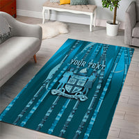 Personalised Fiji Language Week Sugarcane Masi Area Rug Blue Tapa Tribal Pattern