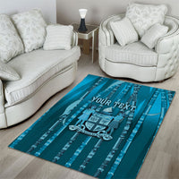 Personalised Fiji Language Week Sugarcane Masi Area Rug Blue Tapa Tribal Pattern