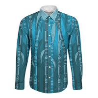 Personalised Fiji Language Week Sugarcane Masi Long Sleeve Button Shirt Blue Tapa Tribal Pattern
