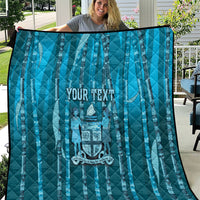 Personalised Fiji Language Week Sugarcane Masi Quilt Blue Tapa Tribal Pattern