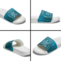 Personalised Fiji Language Week Sugarcane Masi Slide Sandals Blue Tapa Tribal Pattern