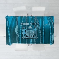 Personalised Fiji Language Week Sugarcane Masi Tablecloth Blue Tapa Tribal Pattern