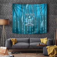 Personalised Fiji Language Week Sugarcane Masi Tapestry Blue Tapa Tribal Pattern