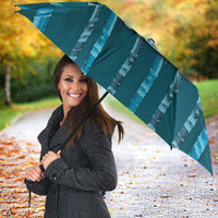 Personalised Fiji Language Week Sugarcane Masi Umbrella Blue Tapa Tribal Pattern