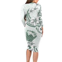 Aloha Hawaii Shaka Family Matching Long Sleeve Bodycon Dress and Hawaiian Shirt Hang Loose Mint Version - Polynesian Pride