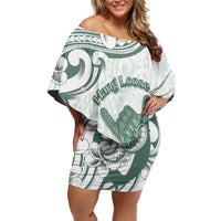 Aloha Hawaii Shaka Family Matching Off Shoulder Short Dress and Hawaiian Shirt Hang Loose Mint Version - Polynesian Pride