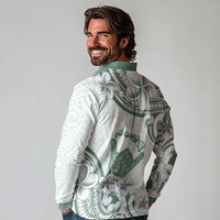 Aloha Hawaii Shaka Long Sleeve Polo Shirt Hang Loose Mint Version - Polynesian Pride