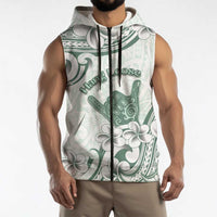 Aloha Hawaii Shaka Sleeveless Zip Hoodie Hang Loose Mint Version DT05