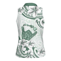 Aloha Hawaii Shaka Women Sleeveless Polo Shirt Hang Loose Mint Version - Polynesian Pride