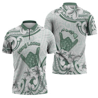 Aloha Hawaii Shaka Zipper Polo Shirt Hang Loose Mint Version - Polynesian Pride