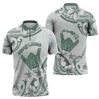 Aloha Hawaii Shaka Zipper Polo Shirt Hang Loose Mint Version - Polynesian Pride
