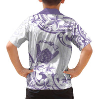 Aloha Hawaii Shaka Family Matching Puletasi and Hawaiian Shirt Hang Loose Purple Version - Polynesian Pride