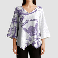 Aloha Hawaii Shaka Kimono Sleeve Blouse Hang Loose Purple Version - Polynesian Pride