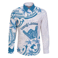 Aloha Hawaii Shaka Family Matching Off The Shoulder Long Sleeve Dress and Hawaiian Shirt Hang Loose Blue Version - Polynesian Pride