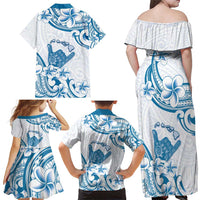 Aloha Hawaii Shaka Family Matching Off Shoulder Maxi Dress and Hawaiian Shirt Hang Loose Blue Version - Polynesian Pride