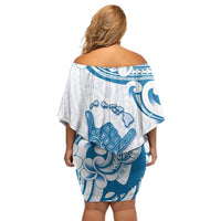 Aloha Hawaii Shaka Family Matching Off Shoulder Short Dress and Hawaiian Shirt Hang Loose Blue Version - Polynesian Pride