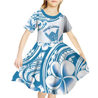 Aloha Hawaii Shaka Kid Short Sleeve Dress Hang Loose Blue Version - Polynesian Pride