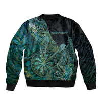 Personalised New Zealand Dart Bomber Jacket Maori Fern With Paua Shell - Polynesian Pride