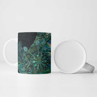 Personalised New Zealand Dart Ceramic Mug Maori Fern With Paua Shell - Polynesian Pride