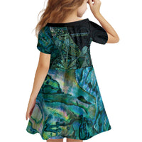 Personalised New Zealand Dart Family Matching Off The Shoulder Long Sleeve Dress and Hawaiian Shirt Maori Fern With Paua Shell - Polynesian Pride