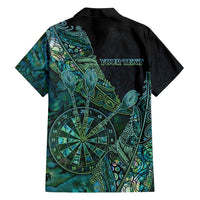 Personalised New Zealand Dart Family Matching Off Shoulder Short Dress and Hawaiian Shirt Maori Fern With Paua Shell - Polynesian Pride