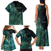 Personalised New Zealand Dart Family Matching Tank Maxi Dress and Hawaiian Shirt Maori Fern With Paua Shell - Polynesian Pride