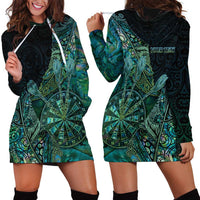 Personalised New Zealand Dart Hoodie Dress Maori Fern With Paua Shell - Polynesian Pride