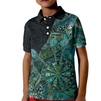 Personalised New Zealand Dart Kid Polo Shirt Maori Fern With Paua Shell - Polynesian Pride