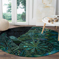 New Zealand Dart Round Carpet Maori Fern With Paua Shell - Polynesian Pride