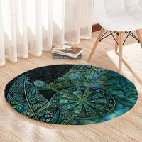 New Zealand Dart Round Carpet Maori Fern With Paua Shell - Polynesian Pride