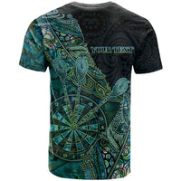 Personalised New Zealand Dart T Shirt Maori Fern With Paua Shell - Polynesian Pride