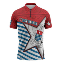 West Papua Morning Star Zipper Polo Shirt One People One Soul - Polynesian Pride