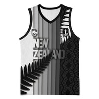 Custom New Zealand Football Basketball Jersey Silver Fern Maori Pattern Monochrome