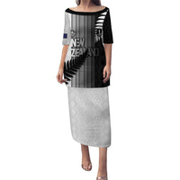 Custom New Zealand Football Family Matching Puletasi and Hawaiian Shirt Silver Fern Maori Pattern Monochrome