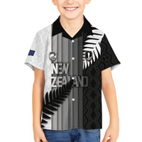 Custom New Zealand Football Family Matching Summer Maxi Dress and Hawaiian Shirt Silver Fern Maori Pattern Monochrome