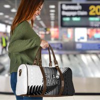 New Zealand Football Travel Bag Silver Fern Maori Pattern Monochrome