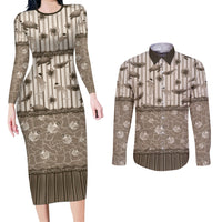 Hawaii Christmas In July Couples Matching Long Sleeve Bodycon Dress and Long Sleeve Button Shirt Beige Mele Kalikimaka Sea Animals