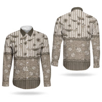Hawaii Christmas In July Couples Matching Off Shoulder Maxi Dress and Long Sleeve Button Shirt Beige Mele Kalikimaka Sea Animals DT05 - Polynesian Pride