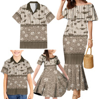 Hawaii Christmas In July Family Matching Mermaid Dress and Hawaiian Shirt Beige Mele Kalikimaka Sea Animals