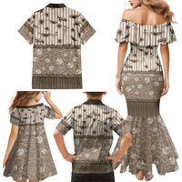 Hawaii Christmas In July Family Matching Mermaid Dress and Hawaiian Shirt Beige Mele Kalikimaka Sea Animals