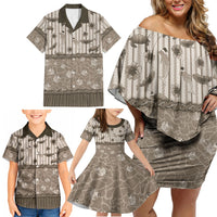 Hawaii Christmas In July Family Matching Off Shoulder Short Dress and Hawaiian Shirt Beige Mele Kalikimaka Sea Animals DT05 - Polynesian Pride